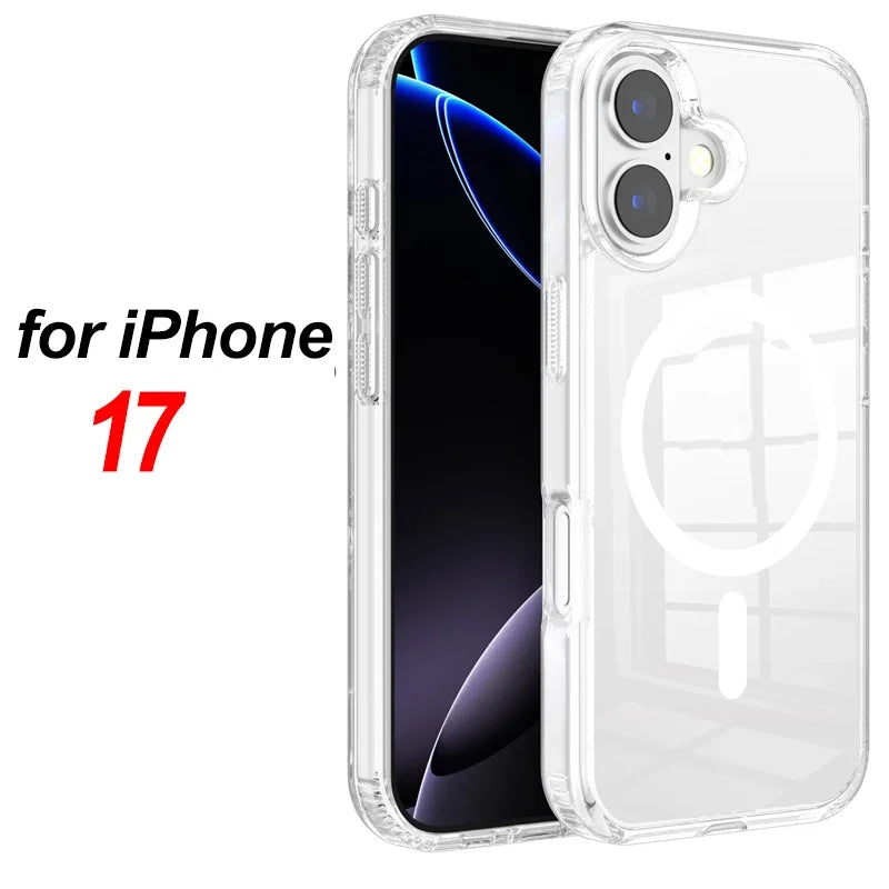 Strong Magnetic Case For iPhone 17 Pro Max/17Pro/17Air Transparent Phone Cover For iPhone 17 Suit for Magsafe Charging Shell RELUX.STORE