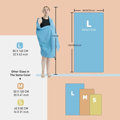 Microfiber Quick Dry Sandproof Towel | Lightweight Compact for Swim Yoga Gym Beach Travel Sports Accessories