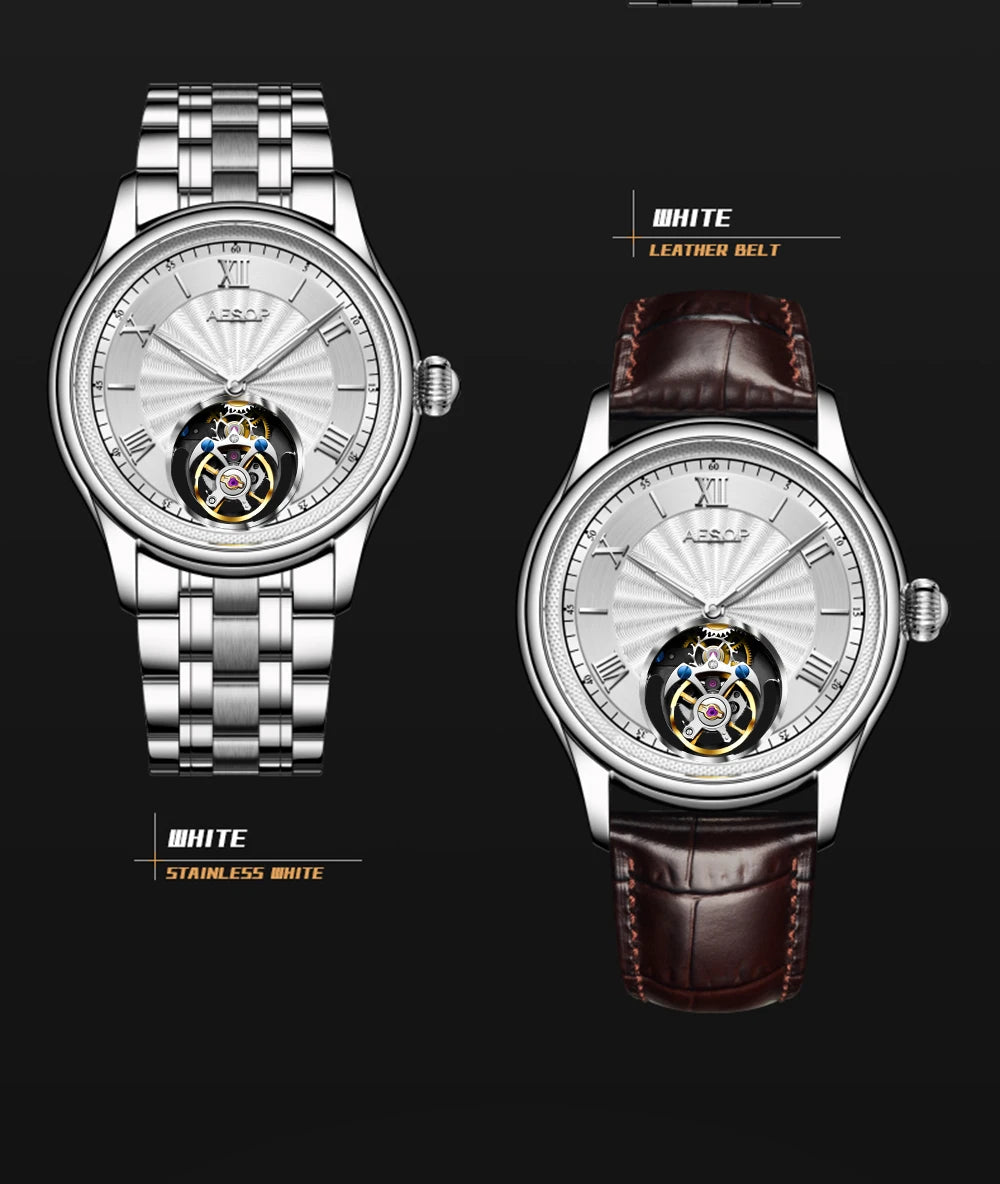 AESOP Official Watch Store Flying Tourbillon Movement Mechanical Wristwatches Skeleton Watches for Menes Luxury Waterproof 2025A