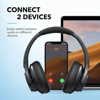Soundcore Life Q20+ Active Noise Cancelling Headphones, 40H Playtime, Hi-Res Audio, App, Connect To 2 Devices, Memory