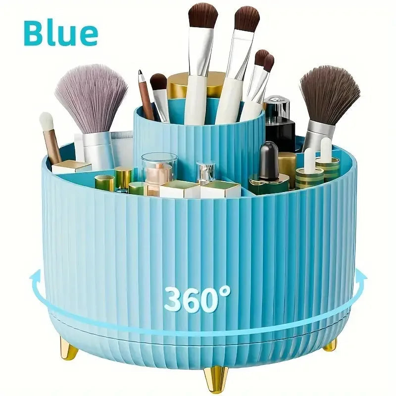 360° Rotating 5 Slot Makeup Brushes Holder Organizer Multi-Functional Desk Storage Cosmetics Storage for Vanity Desktop Bathroom RELUX.STORE