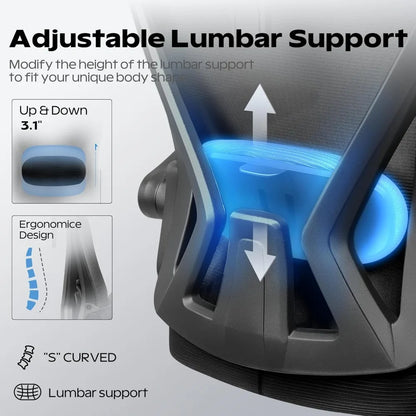 Ergonomic Office Chair, Home Office Desk Chair with Headrest, High Back Mesh Chair with Flip-up Armrests, Comfy Desk Chair with