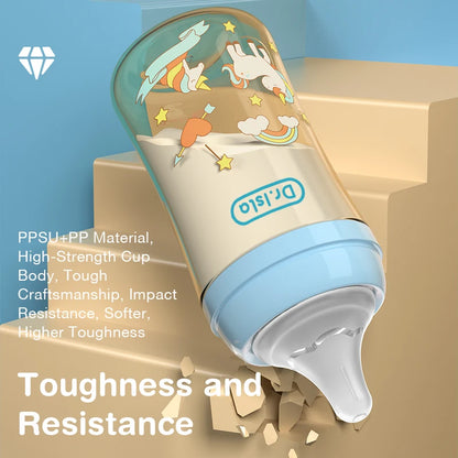 MAMIJOY 160/240ML PPSU Baby Bottle Double Handle Infant Drop-proof Baby Wide-caliber Milk Bottle Newborn Feeding Bottle BPA Free