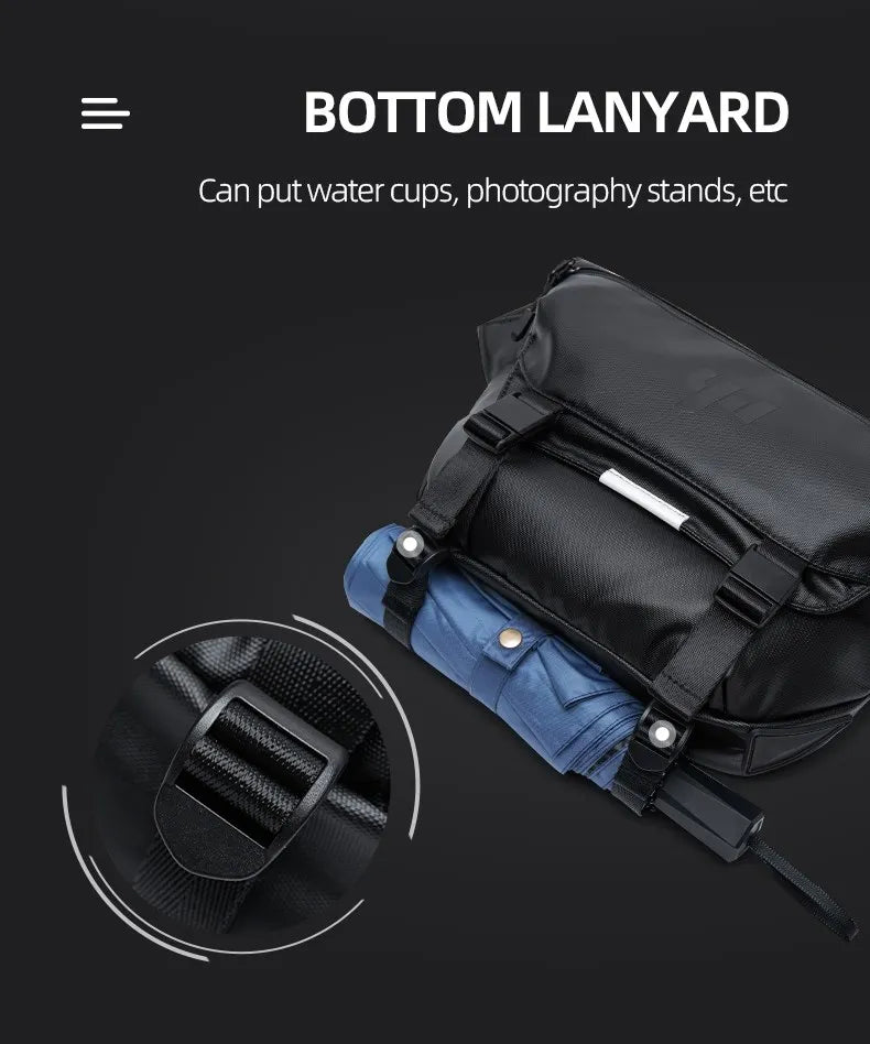 Ins Korean Style Men Waterproof Magnetic Buckle Crossbody Messenger Bag Daily Outdoor Travel Cycling iPad Camera Shoulder Bag