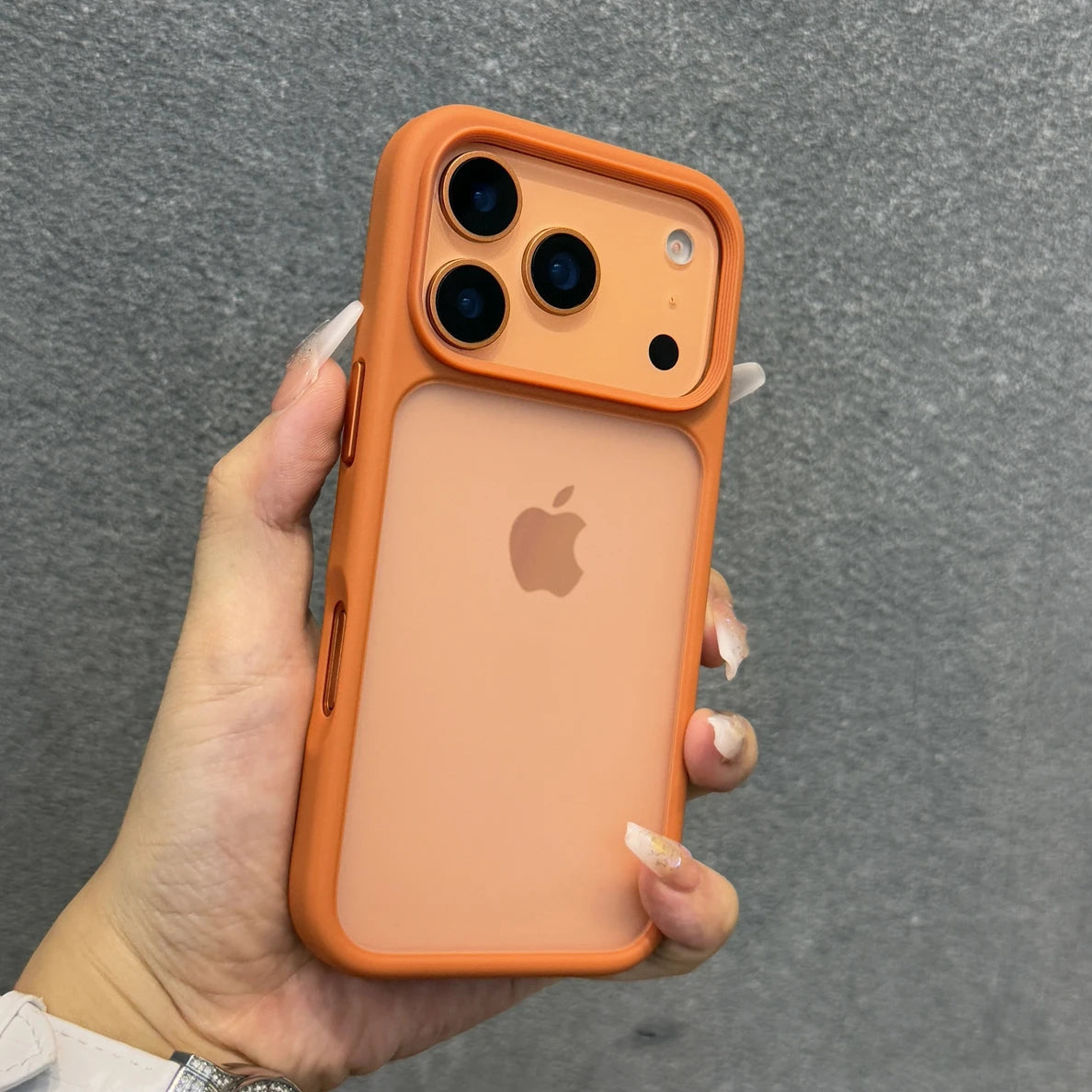 Luxury Orange Shield Matte Transparent Phone Case For iPhone 17 Pro Max 17 Pro 17 New Metal Buttons Skin Feel Shockproof Cover RELUX.STORE
