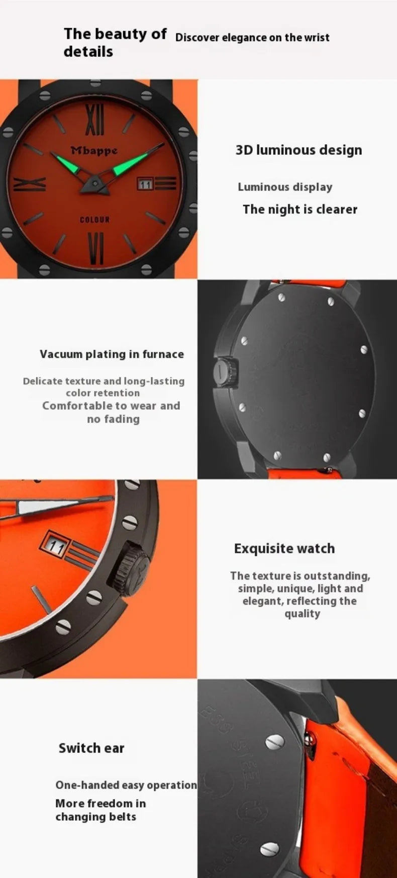 Authentic Mbappe Watches, New Fashion Luxury Brand, Sports Quartz Women's Watches, Dopamine Color Watches