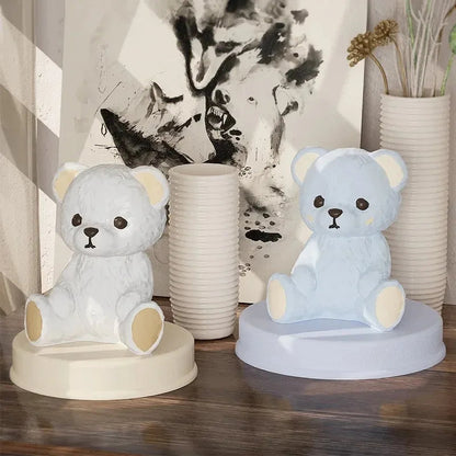 Smiling Teddy Bear Silicone Candle Mold 3D Animal Soap Resin Crafts Plaster Making Kit Handmade Ice Cube Mould Home Decor Gift RELUX.STORE