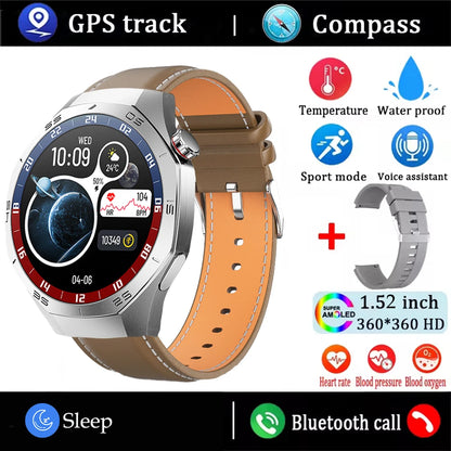 2025New For Android and ios Smart Watch Men AMOLED Screen GPS Motion trajectory Heart Rate Bluetooth Calls SmartWatch Waterproof