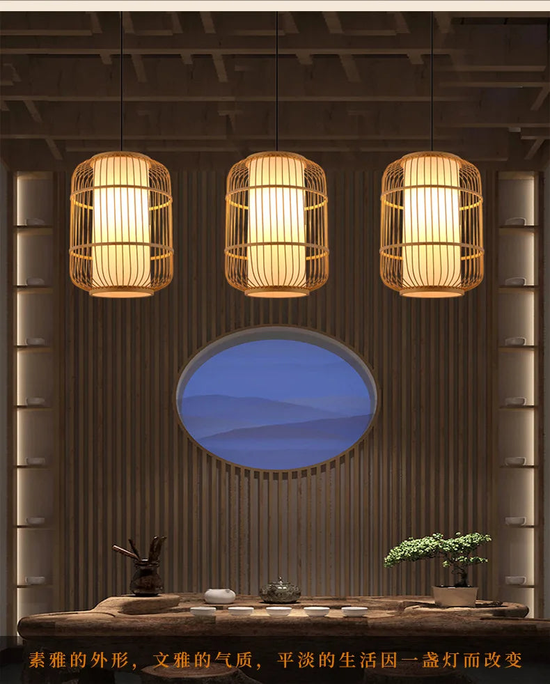 Neo-Chinese Style Handmade Bamboo Chandeliers-Modern Retro Lighting for  Restaurants Hot Pot Tea Rooms B&Bs