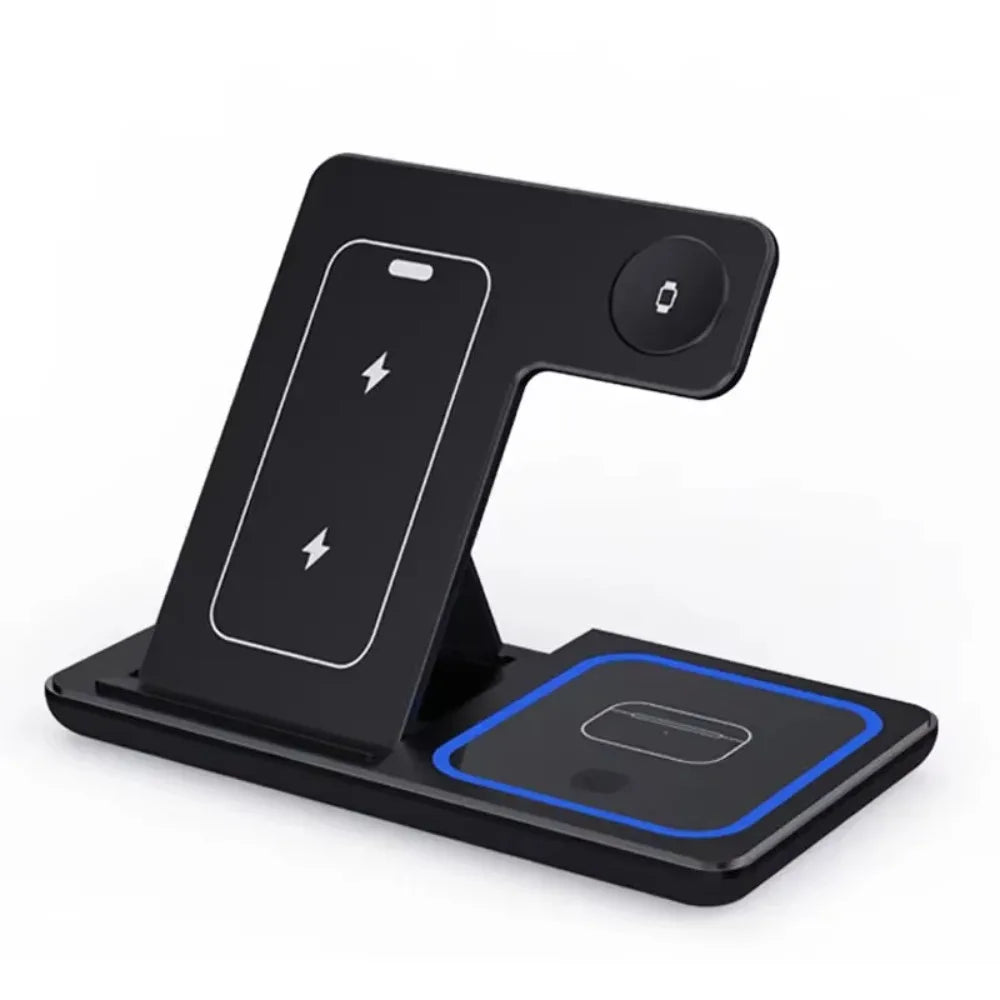 Foldable Phone Wireless Charger Station For iPhone 16 15 14 13 12 Pro Max Apple Watch 10/9/8/7/6 AirPods 3/2 Fast Charging Dock