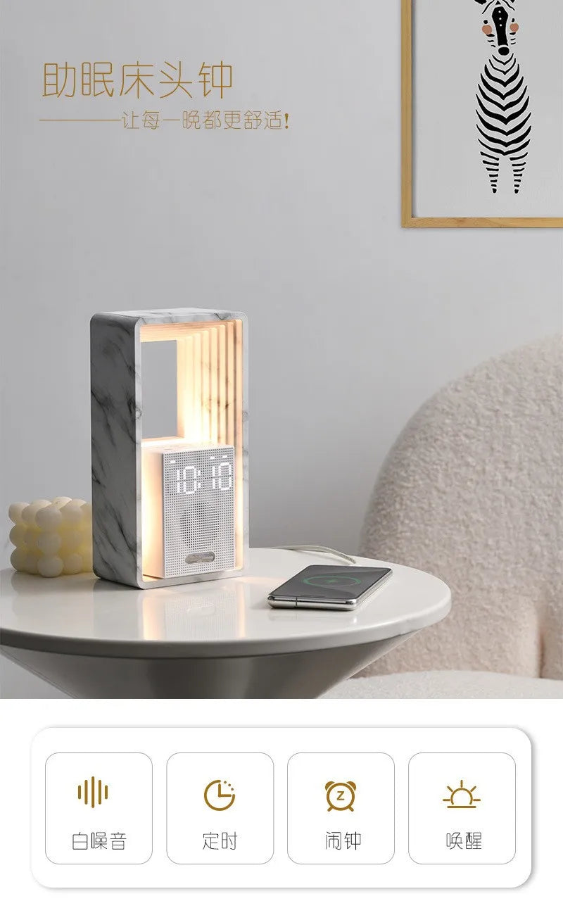 Simulated Sunrise Wake-up Alarm Clock White Noise Sleep Sound System Small Night Light High Aesthetic Bedside Table Lamp