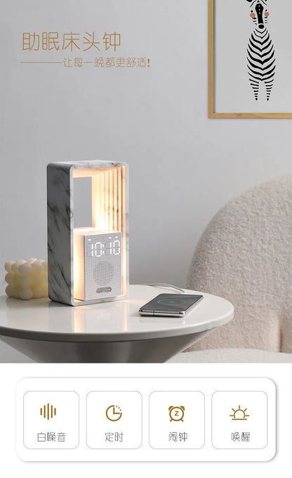 Simulated Sunrise Wake-up Alarm Clock White Noise Sleep Sound System Small Night Light High Aesthetic Bedside Table Lamp