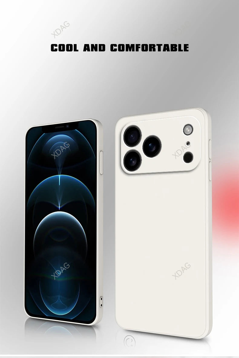 Liquid Silicone Original Phone Case for iPhone 17 Pro Max Air 17Pro 17Max 5G Straight Edge Lens Protection Soft Basic Back Cover RELUX.STORE