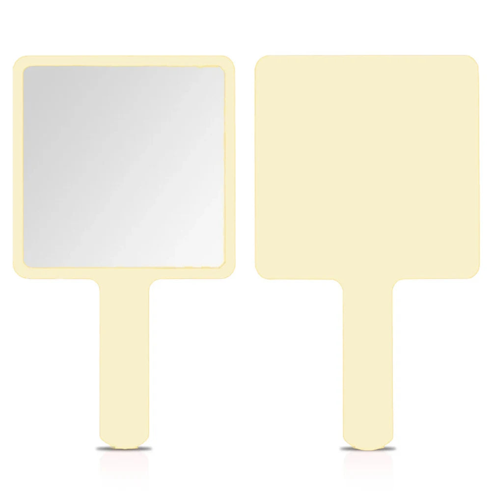 1Pcs Plastic Handle Handheld Makeup Vanity Mirror Portable Square Eyelash Extension Mirror Women Cosmetic Beauty Salon Supplies RELUX.STORE
