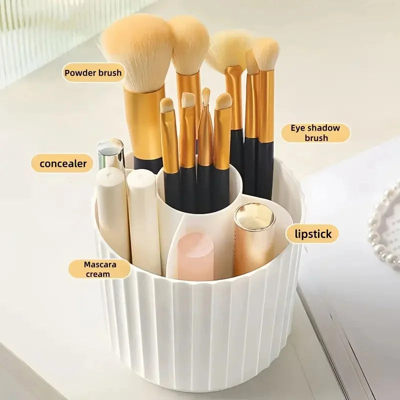 Makeup Brush Storage Box 360 Rotating Makeup Brush Holder Organizer Desktop Lipstick Powder Brush Bucket Comestic Tools Box RELUX.STORE