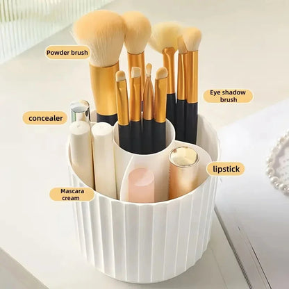 Makeup Brush Storage Box 360 Rotating Makeup Brush Holder Organizer Desktop Lipstick Powder Brush Bucket Comestic Tools Box RELUX.STORE