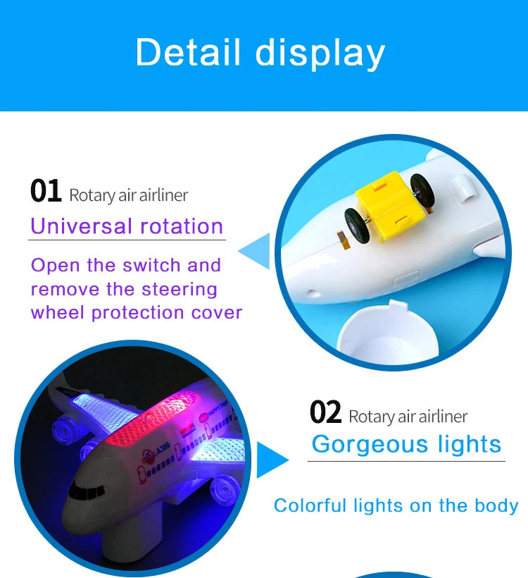 Electronic Aeroplane Toy with Music & Light Airplane Toy Electric Detachable Plane Toys Autopilot Automatic Obstacle Avoidance - RELUX.STORE