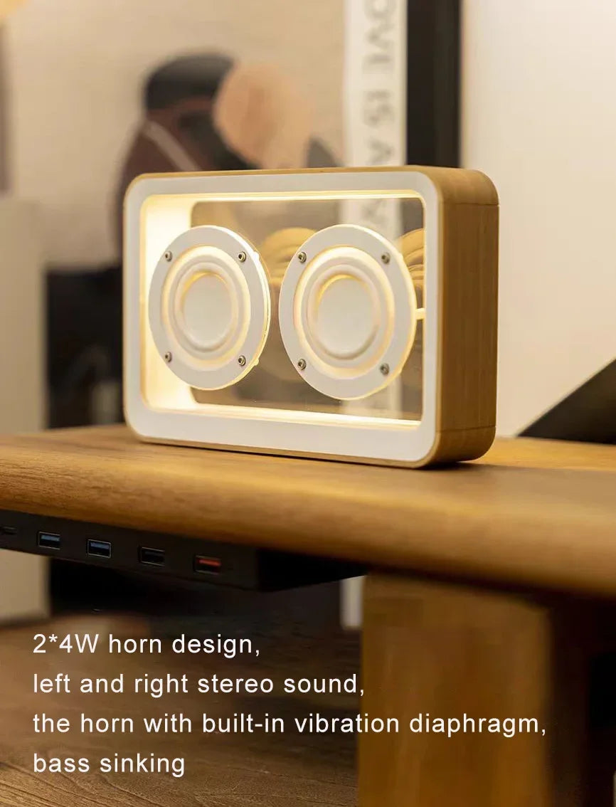 Wireless Bluetooth Speaker with Duel Horn Transparent Comfortable Reading Light Portable Stereo HIFI Sound Quality Music Box