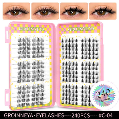 GROINNEYA Eyelashes Clusters 320 pcs Natural Eyelash extension Cluster Lashes Volume Mixed Tray Lashes Cluster Natural Lashes RELUX.STORE