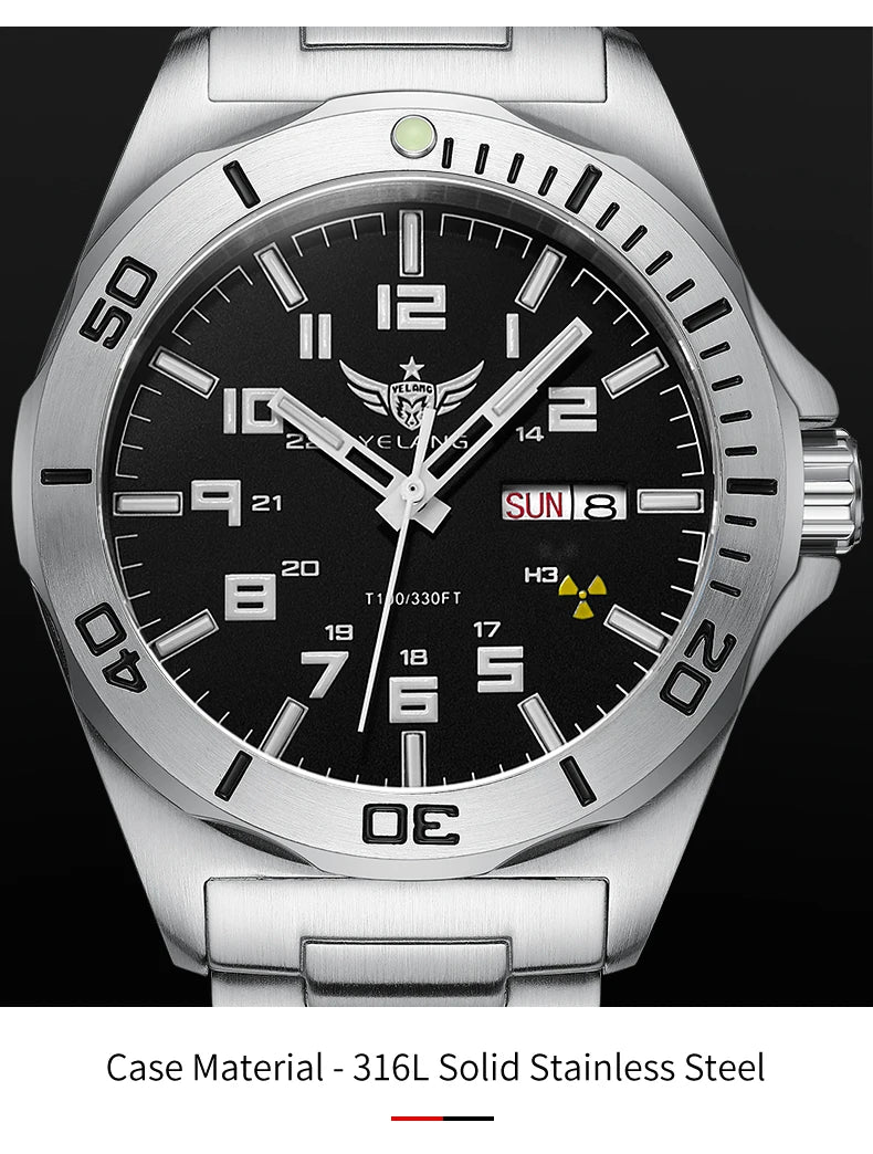 Yelang V1019 Brand 44MM Men Watch NH36 100M PROFESSIONAL WATERPROOF Deep Diving Mechanical Automatic Watch Sapphire Lens Reloj