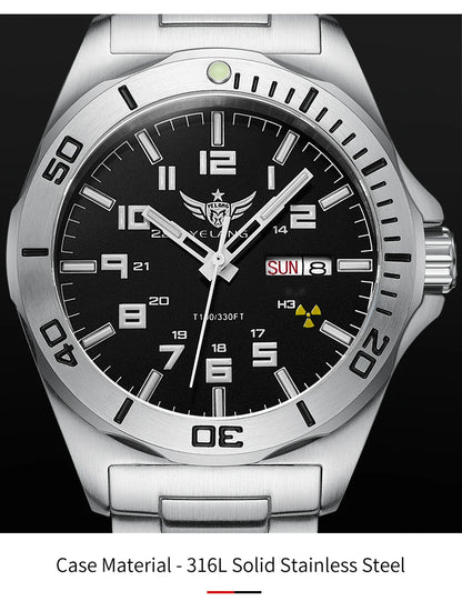 Yelang V1019 Brand 44MM Men Watch NH36 100M PROFESSIONAL WATERPROOF Deep Diving Mechanical Automatic Watch Sapphire Lens Reloj