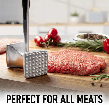LMETJMA Meat Tenderizer Hammer with Comfortable-Grip Handle Zinc Alloy Meat Hammer Tenderizer Kitchen Meat Mallet Pounder JT329