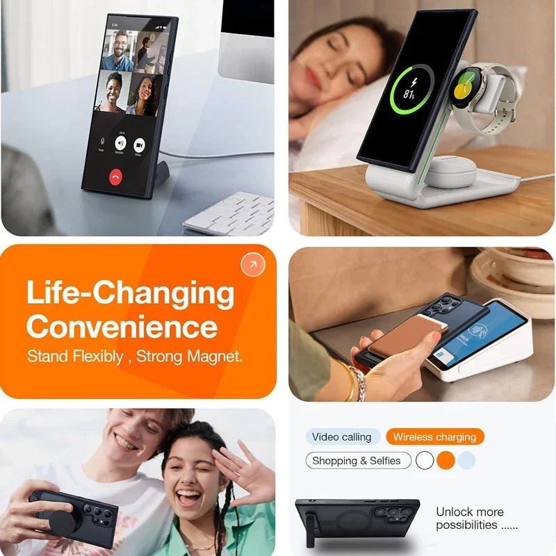 UYUXIO Magnetic Stand Mobile Phone Case for Samsung Galaxy S25 Ultra S24 S23 FE S22 Plus Cover with Kickstand Cases with Holder RELUX.STORE