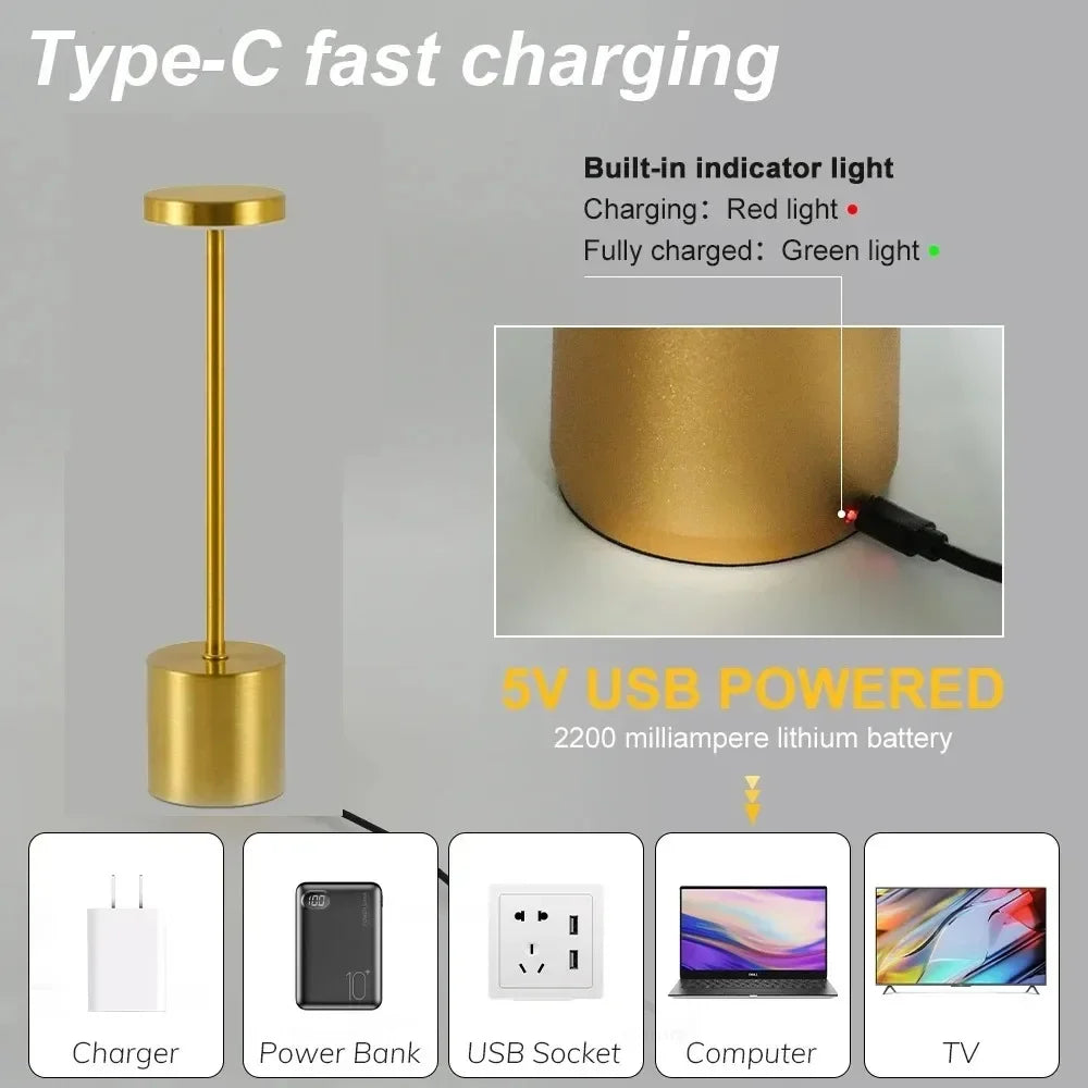 Rechargeable LED Night light Touch Table Lamp Writing Lamp Bedside Creative Ambient Lights Bar Outdoor Decoration Night Lighting