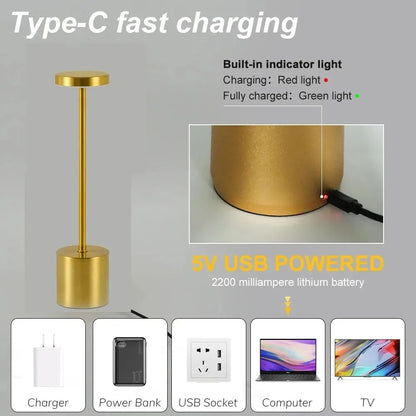 Rechargeable LED Night light Touch Table Lamp Writing Lamp Bedside Creative Ambient Lights Bar Outdoor Decoration Night Lighting