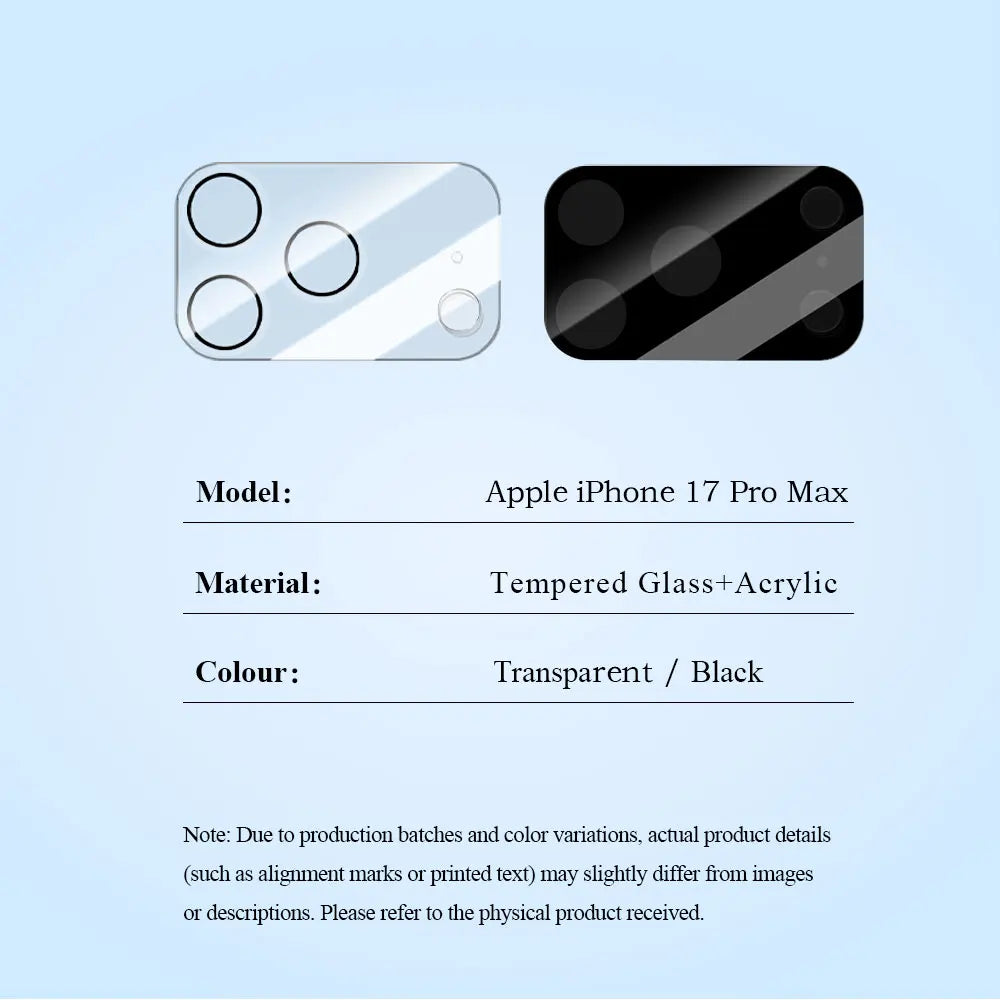 Lereach Tempered Glass Camera Lens Protector for iPhone 17 Pro Max / Air / 17 Pro Scratch Resistant High Transparency RELUX.STORE