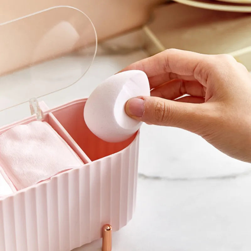 Cotton Swab Organizer Holder Cotton Pad Storage Box Transparent Remover Paper Makeup Box With Lid Dustproof Desktop Makeup RELUX.STORE