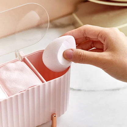 Cotton Swab Organizer Holder Cotton Pad Storage Box Transparent Remover Paper Makeup Box With Lid Dustproof Desktop Makeup RELUX.STORE