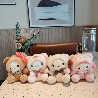 Sanrio 12CM Cute Plush Keychain for Children Hello Kitty Pendant Kuromi Cartoon KeyChain Backpack Decoration Gifts for Kids Toy