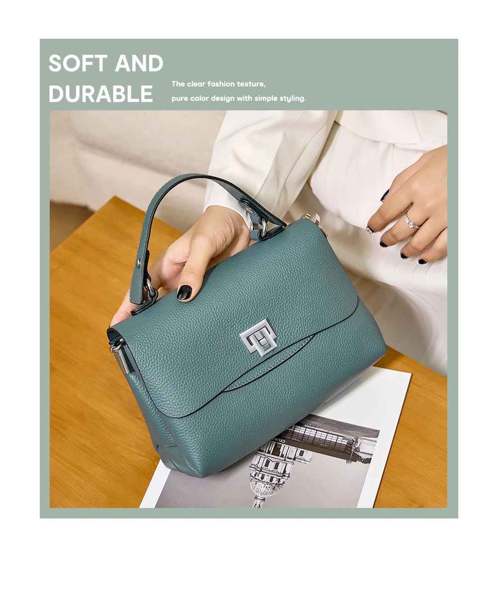 Zency Women's Genuine Leather Top-Handle Bag Simple Fashion Envelope Luxury Brand Shoulder Handbag Small Crossbody for Female RELUX.STORE