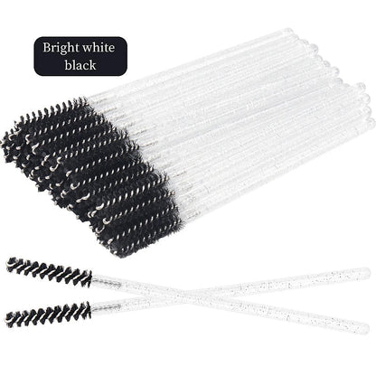 NEW 50Pcs Makeup Eyelash Brushes Disposable Crystal Eyebrow brush Diamond Handle Mascara Wand Applicator Lashes Extension Tools RELUX.STORE