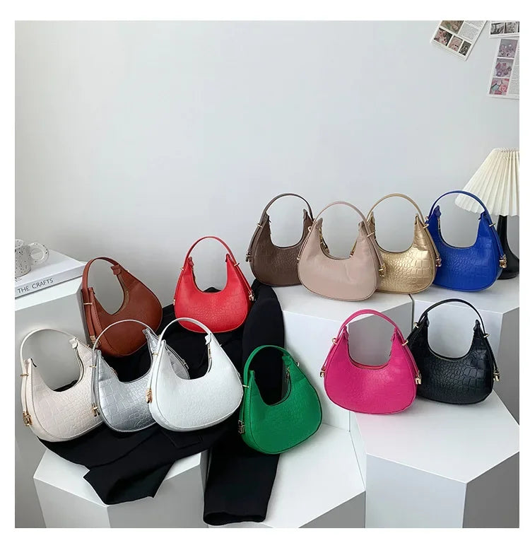 Fashion Luxury Design PU Leather Shoulder Bag Women Small Clutch Handbag Purse Female Underarm Bag Travel Totes shoulder bag RELUX.STORE