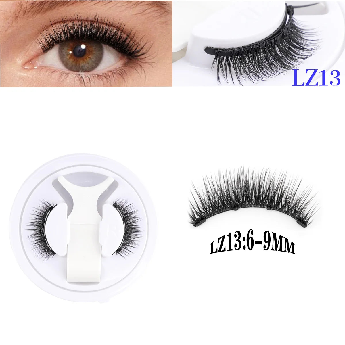 2 Pairs Magnetic Eyelash Natural Look Fluffy False Eyelashes Reusable Magnetic Eyelash Set with Applicator No Glue Need Makeup RELUX.STORE
