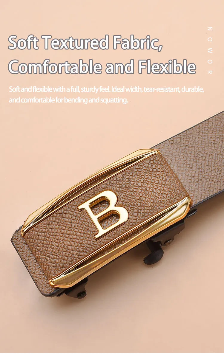 The new buckle toothless automatic buckle belt men's casual style business all-match waist belt personality youth trendy pants RELUX.STORE