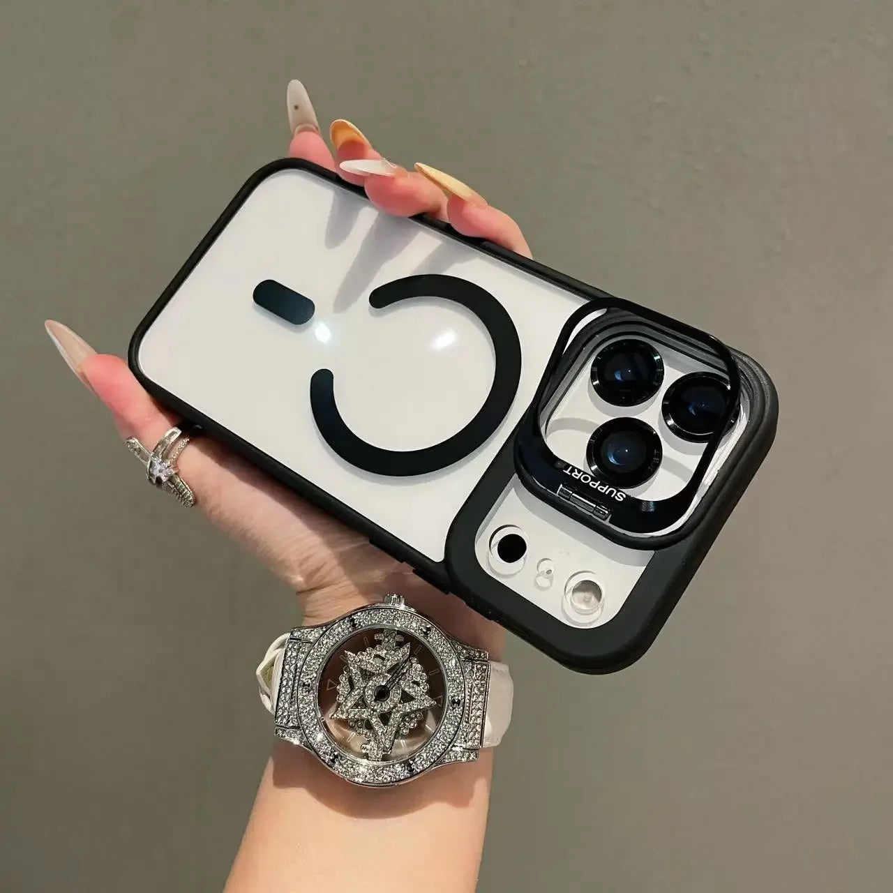 Original Luxury transparent magnetic Magsafe case For iPhone17/Promax/17Air/Pro lens holder Protect clear shockproof cover RELUX.STORE