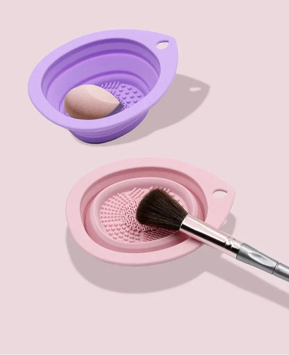 Silicone Makeup Brush Cleaner Folding Powder Puff Cleaning Bowl Eyeshadow Brushes Washing Soft Mat Beauty Tools Scrubber Box RELUX.STORE