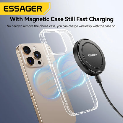 Essager Magnetic 15W Wireless Charger Fast Charging Pad Stand for Iphone 15 14 Airpods USB to Typec Phone Chargers Dock Station