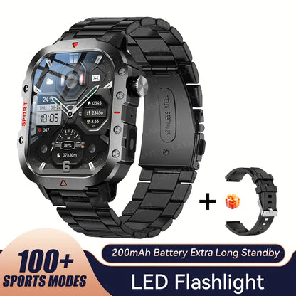 KESHUYOU Outdoor Sports Smart Watch 2.01 inch HD Screen LED Flashlight Bluetooth Talking Smart Watch for Men Women Holiday Gifts