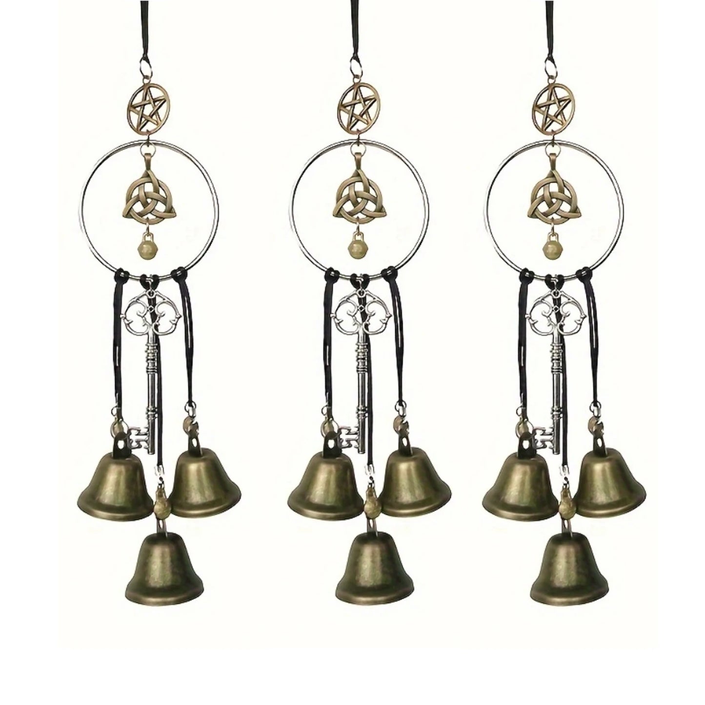 1pc witch bell doorknob hanging decorative wicker wind chime home decoration
