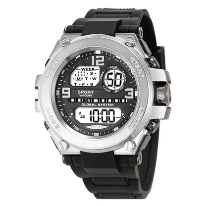 Black Sports Watch for Kids Students Men's Multifunction LED Digital Watch Waterproof Luminous Alarm Clock Electronic Watches