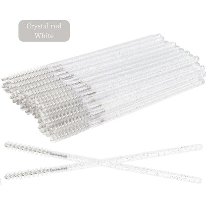 NEW 50Pcs Makeup Eyelash Brushes Disposable Crystal Eyebrow brush Diamond Handle Mascara Wand Applicator Lashes Extension Tools RELUX.STORE
