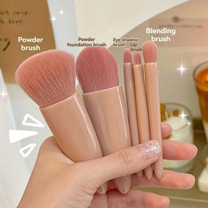5Pcs Portable Makeup Brush Set With Mirror -  Foldable Travel Kit ，Mini Makeup Brush Set Travel Makeup Brush Set RELUX.STORE
