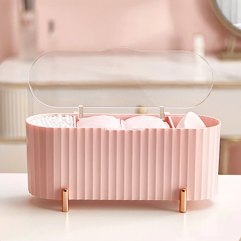 Cotton Swab Organizer Holder Cotton Pad Storage Box Transparent Remover Paper Makeup Box With Lid Dustproof Desktop Makeup RELUX.STORE