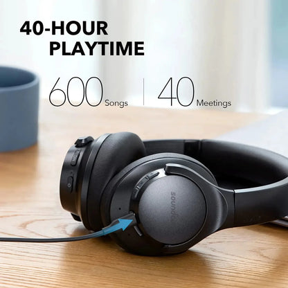 Soundcore Life Q20+ Active Noise Cancelling Headphones, 40H Playtime, Hi-Res Audio, App, Connect To 2 Devices, Memory