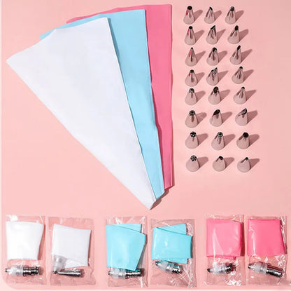 Multifunctional Cake Decorating Tools Silicone Pastry Bag Stainless Steel Cake Mouth Reusable Silicone Bag Tools Pastry Nozzle