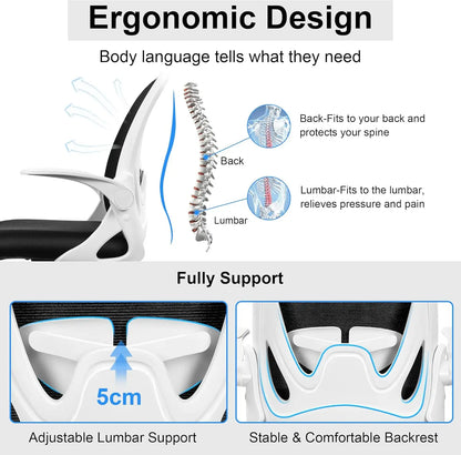 Office Chair Ergonomic Desk Chair with Adjustable Lumbar Support and Height, Swivel Breathable Desk Mesh Computer Chair